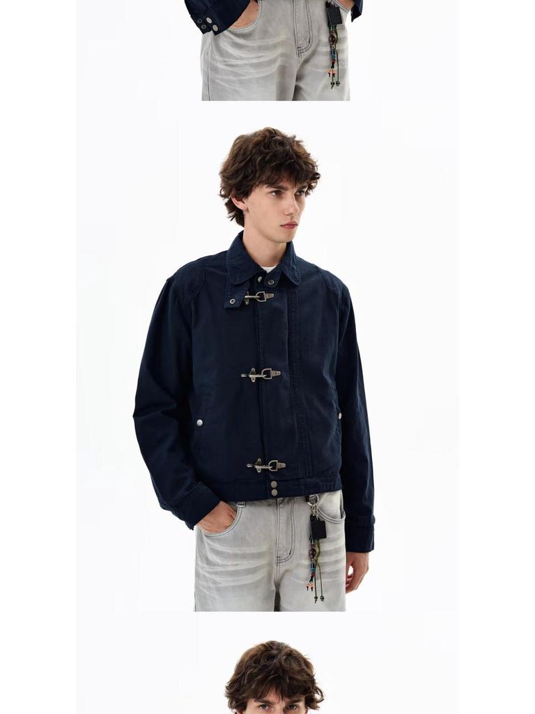 Jachetă casual de toamnă pentru bărbați cu nasturi metalici și cataramă cu cârlig