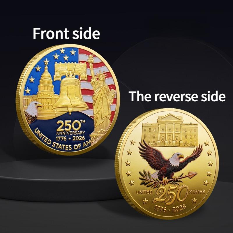 1 шт. Памятная монета внешней торговли США, Медаль к 250-летию независимости США, Памятная монета США 1776-2026 золотой