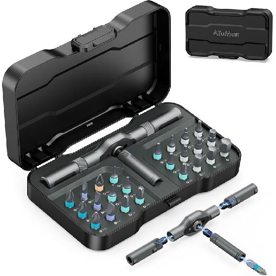 Upgraded 24 in 1 Ratchet Screwdriver Set, Magnetic Screwdriver Set, T Handle Multi Bit DIY Repair Tool Kit with Storage Case for Men Furniture, 24 IN 1