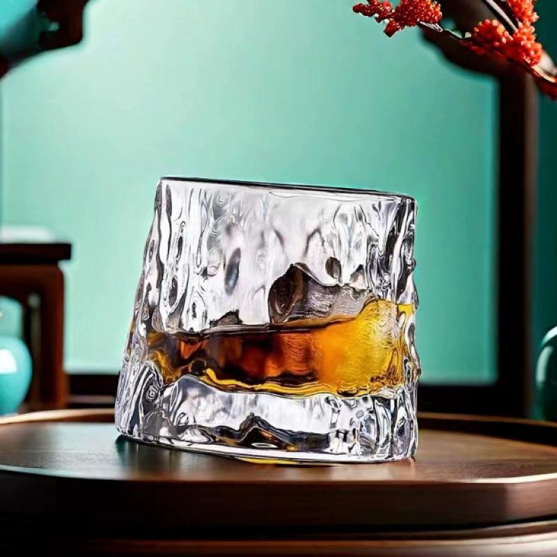Glacier Tumbler glass Crystal Glass Creative plum fruit glass Rotating Whiskey glass Ocean glass
