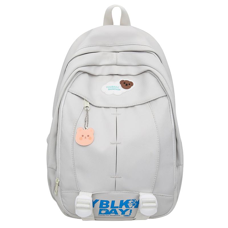 

Рюкзак школьный большой вместимости с цветными блоками, женский дорожный рюкзак с принтом букв, студенческий рюкзак для компьютера серый