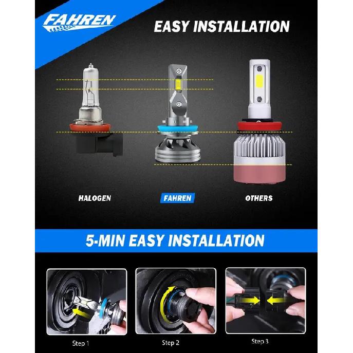 

2PCS H11 H9 H8 LED Light Bulb,50000LM 6500K Easy Installation H11 Fog Light Bulbs Turn Signal Light Assemblies,CANbus Ready H11