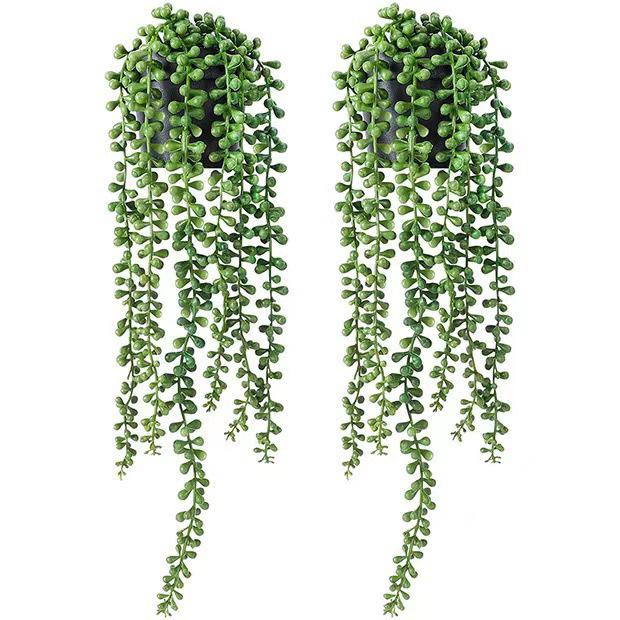 Artificial Datura & Eucalyptus Hanging Plants - Indoor Wall Decor with Small Potted Flowers