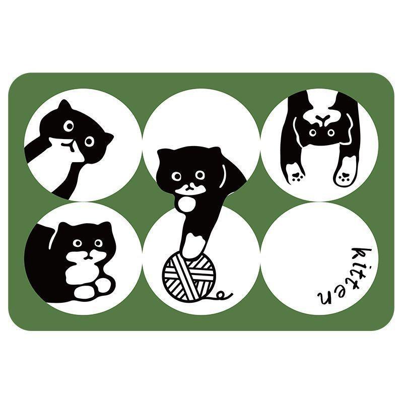 Cute Dog Cartoon Cat Checkered Pattern Diatom Mud Cushion Kitchen Carpet Toilet