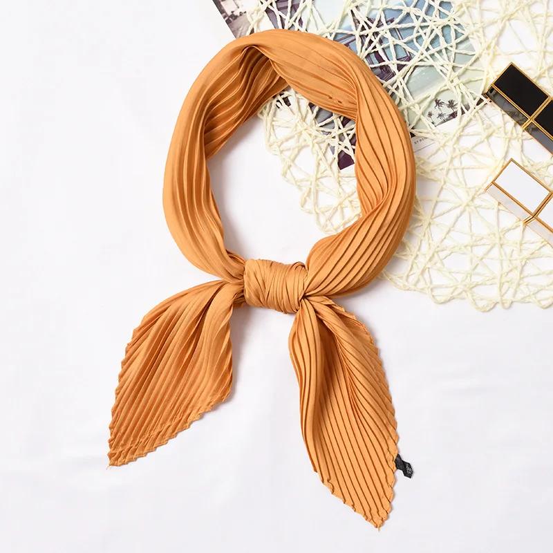 70*70cm Small Crinkle Hijab Scarf For Women Silk Satin Handkerchief Bag Scarfs Female Sqaure Headband Hair Scarves For Ladies