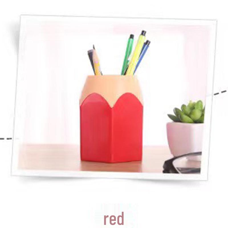 Creative Large Pencil Head Storage Box - Color Block Desk Organizer & Pen Holder 