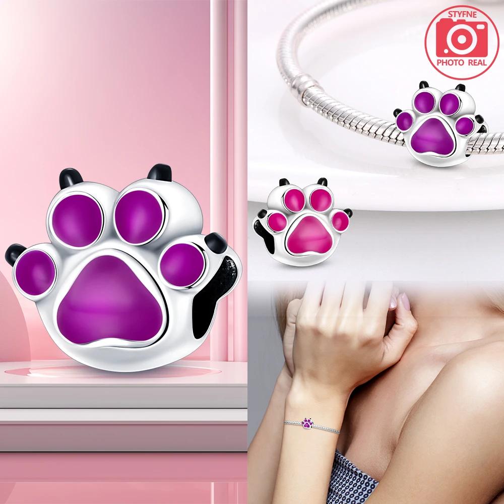 Pink Paw Print Heart Pendant Copper For Charms Copperoriginal Bracelet For Jewelry Making