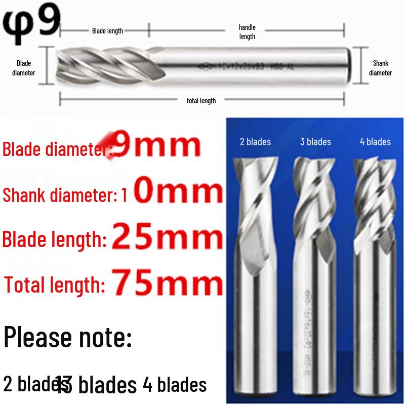 Guiyang Xiaohe DHZ High-Speed Steel 2/3/4-Flute Milling Cutter