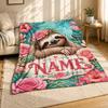 Sloth Name with Roses Coral Fleece Blanket