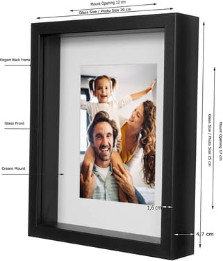 Ramka Na Zdjęcie 3D Głęboka Shadow Box 20X25 Cm Prostokątna Czarna