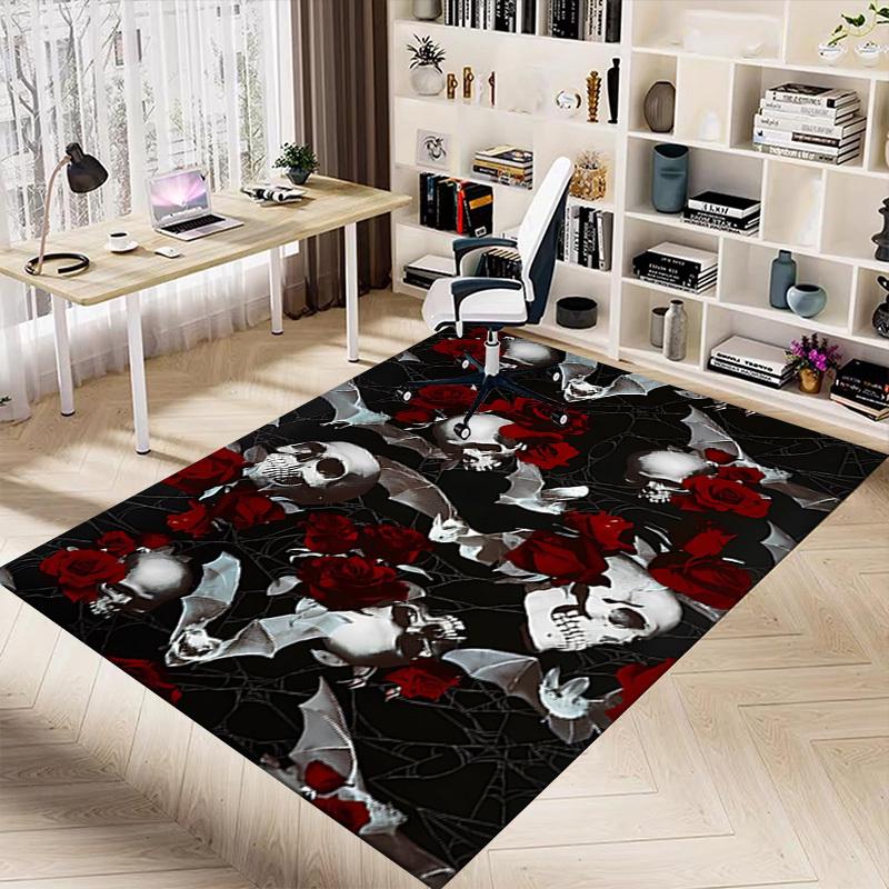 1pc skull roses Carpet, Office Rug Outdoor Mat Home Decor Area Carpet Festival