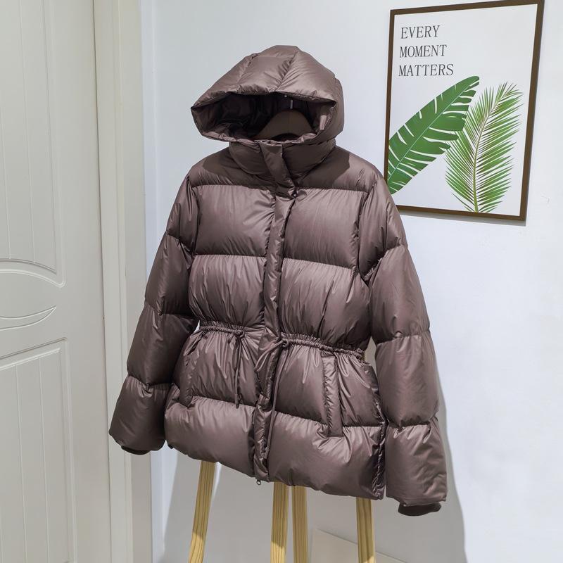 Down Jacket Women's High-end Hooded Waist and Thin Autumn and Winter New Cloud Puff Duck Down Medium and Long Fashion Temperament Coat