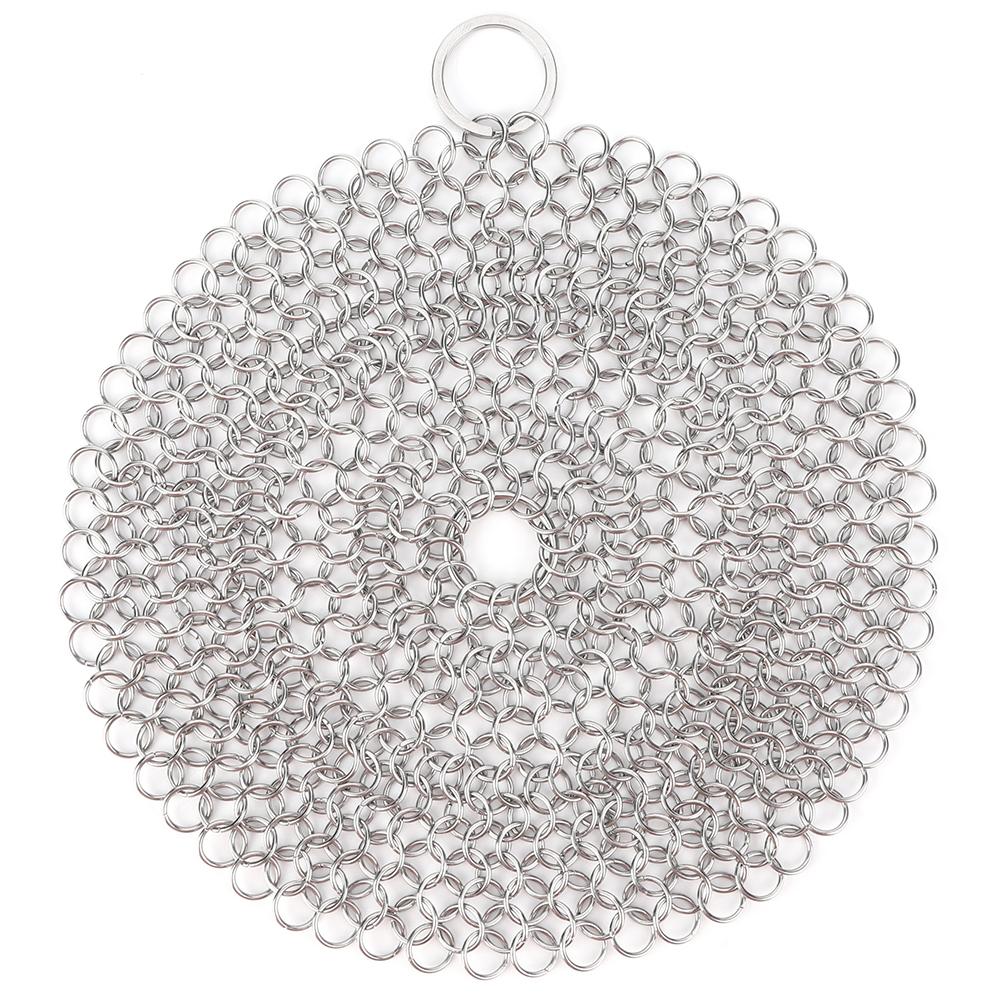 316 Rostfritt Stål Gjutjärnsrengörare Kedjepost Skrubborste Panna Nät Hem Köksprodukter Köksverktyg Rengöringstillbehör