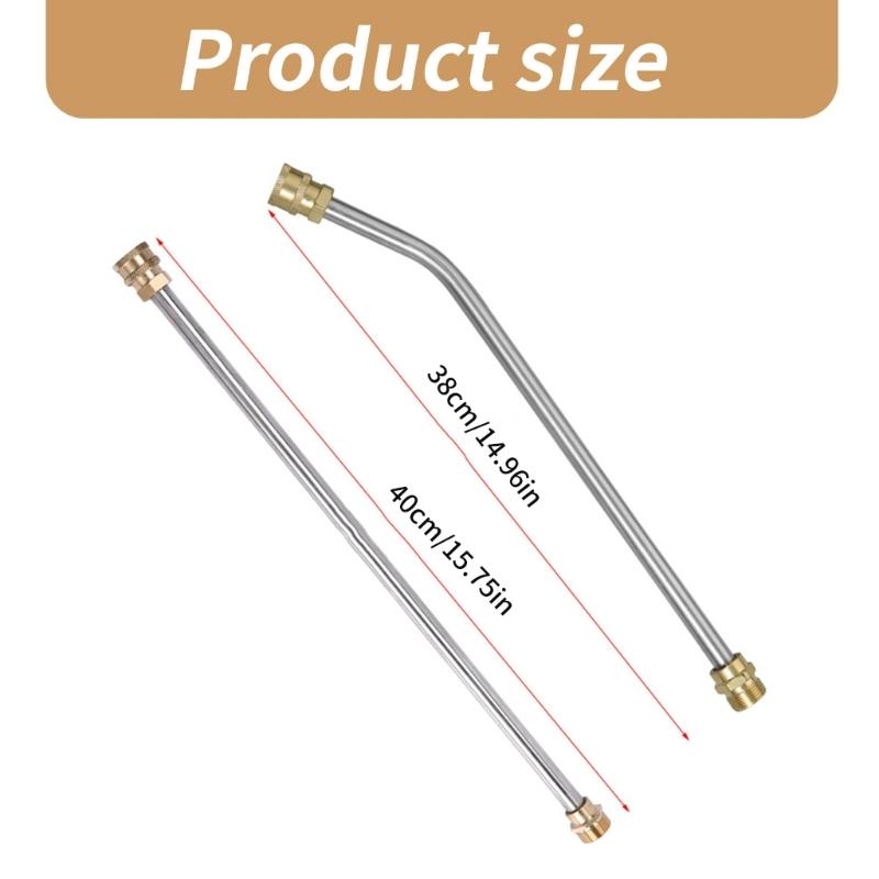 2Pcs Pressure Washer Extension Wand Extension Lances Curved Extension Rod 1/4inch Quick Connection Washer Elbow Rod Water