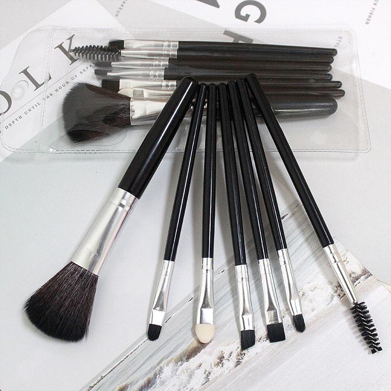 5-Piece Pink & Black Makeup Brush Set: Eyeshadow, Lip, Blush, Eyelash Brushes