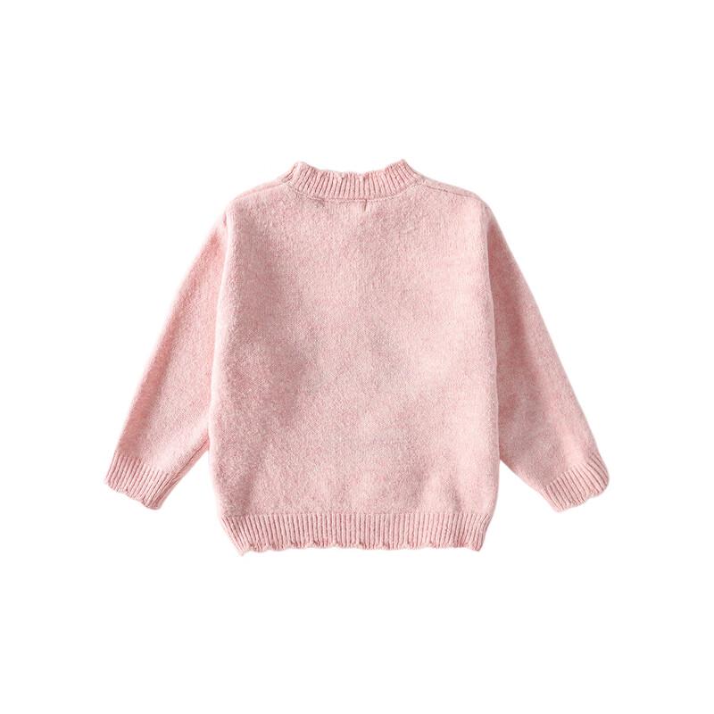 Girls' Cute Cat Jacquard Pullover Sweater