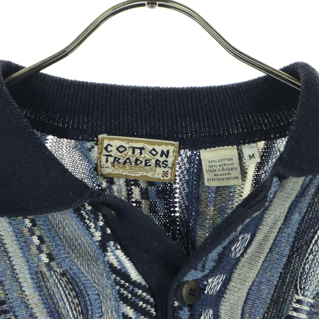 COTTON TRADERS 90s Old Overall handle Long sleeve knit Polo shirt 3D knit Men's Used