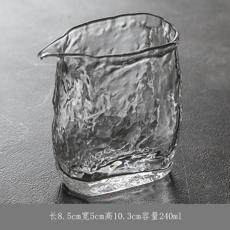240ml Hammer Patterned Glass Tea Pitcher Tea Divider Fair Cup Cha Hai Dispenser Justice Cup Fair Mug For Tea Ornaments Supplies
