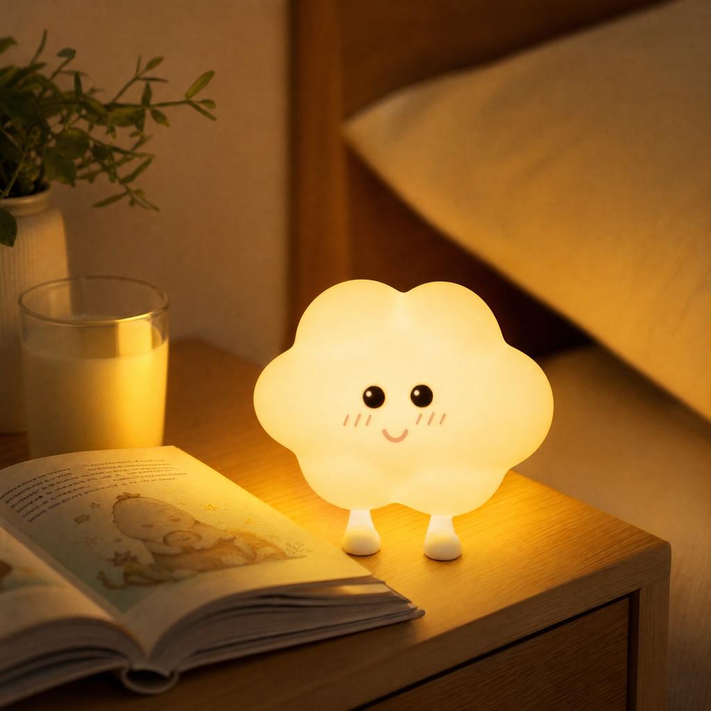 Silicone Magnetic Night Light with Star Moon Cloud Pattern, /Off Wall Lamp for Bedroom