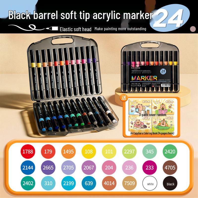 Kleine schwarze Box Acryl-Softspitzen-Markerstift für Kunstprojekte von Schülern und Kleinkindern
