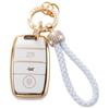 Gold-Rimmed Car Key Set with Diamond Ring Pendant Key Chain