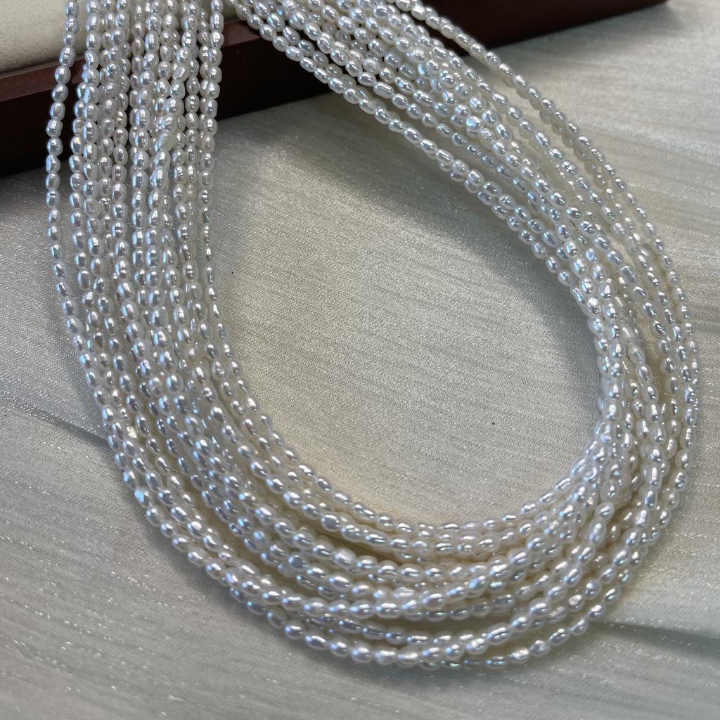 Hvit Ris Små Perler 2-3mm For Smykkefremstilling DIY Halskjede Armbånd Øredobber Tilbehør