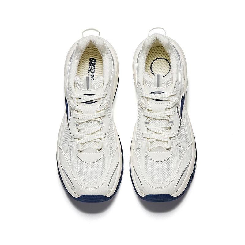 Anta Synthetic Leather Fabric Trendy Versatile Low-Top Casual Shoes Men sneakers Ivory-White Silver Deep-Navy-Blue 912638809-1