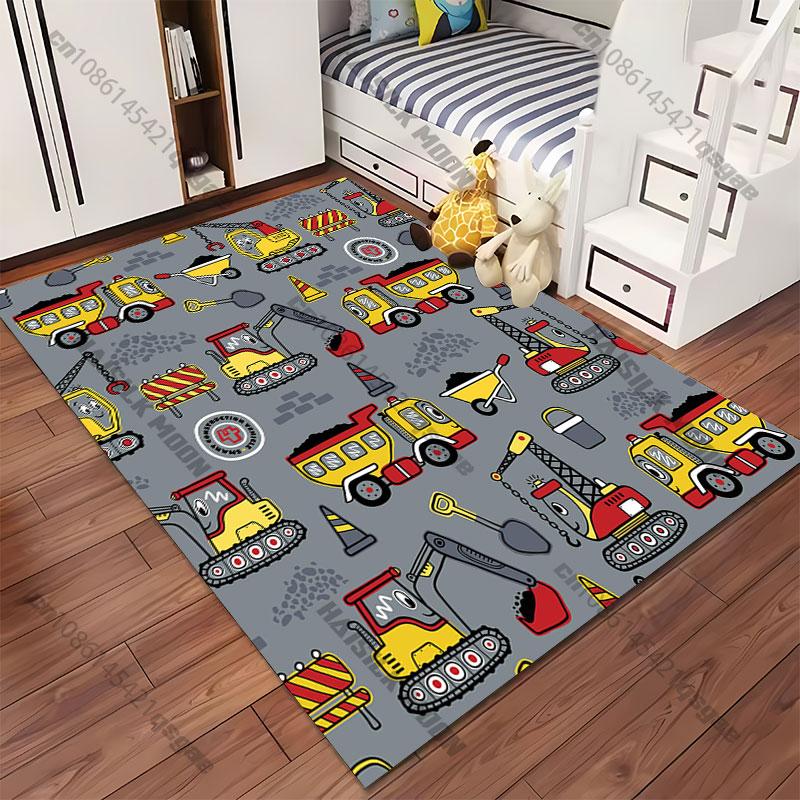 Construction Vehicles Tools Worksite Carpet Yoga Living Room Room Decor Children's Crawling Mat Doormat Area Rug