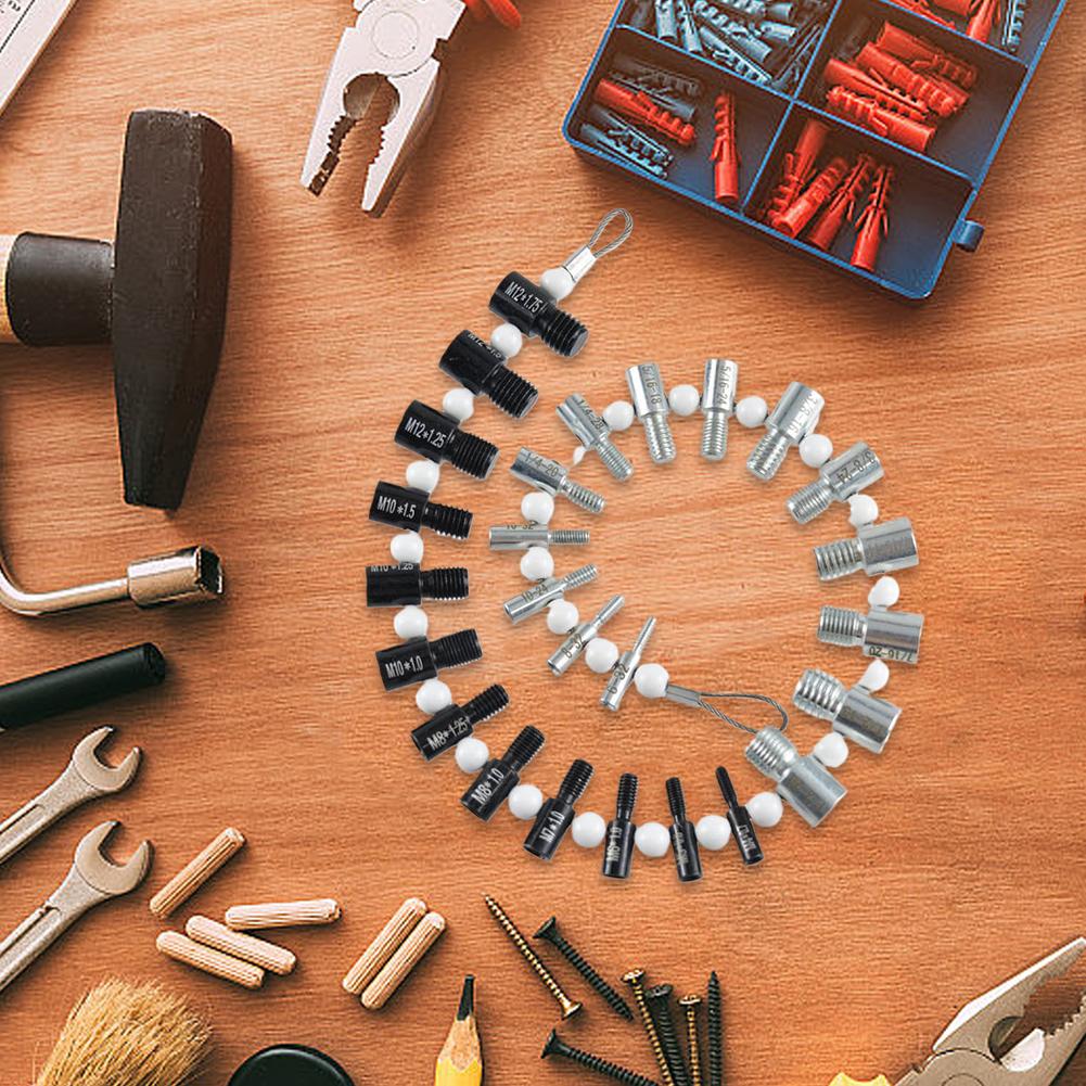 Inch & Metric Thread Tester 23 Inch & 21 Metric Sizes Inch & Metric Bolt Nut Screw Thread Checker Bolt 26 Male/Female Gauges