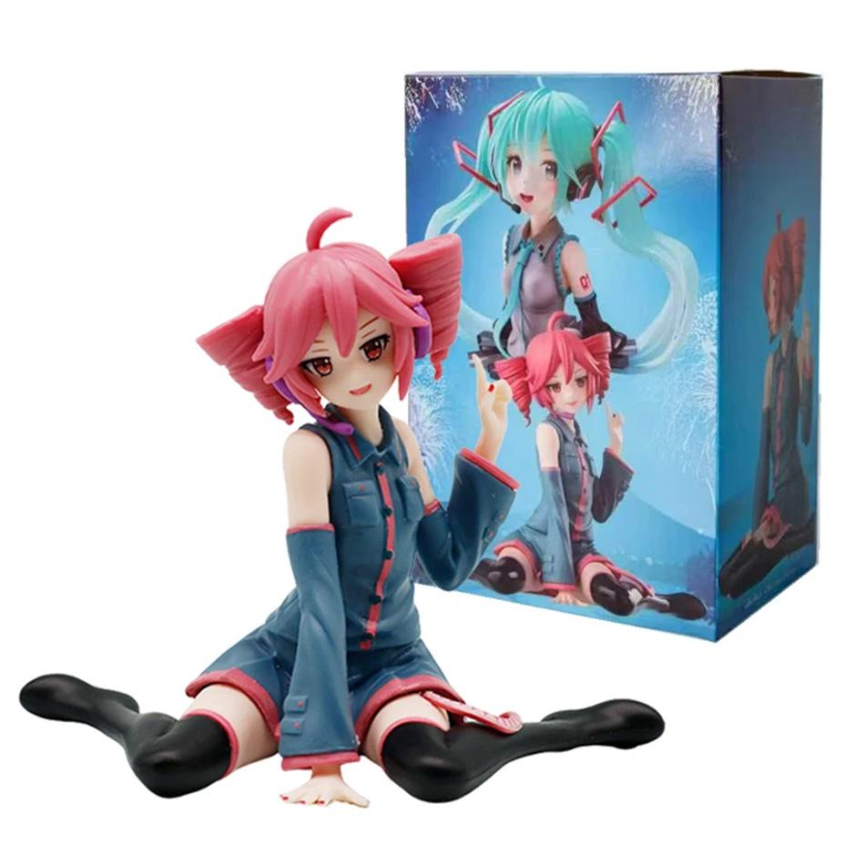 Hatsune Miku & Kasane Teto Anime Figure Kawaii Pvc Model Doll Action Figurals Sitting Posture Collect Ornaments Toys Gifts