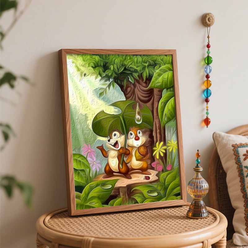 Disney Chipmunks Rain Forest Oil Art Painting Kit Home Wall Decor Handmade Gift For Relaxing DIY Art Project Crafts Hobby Decorating