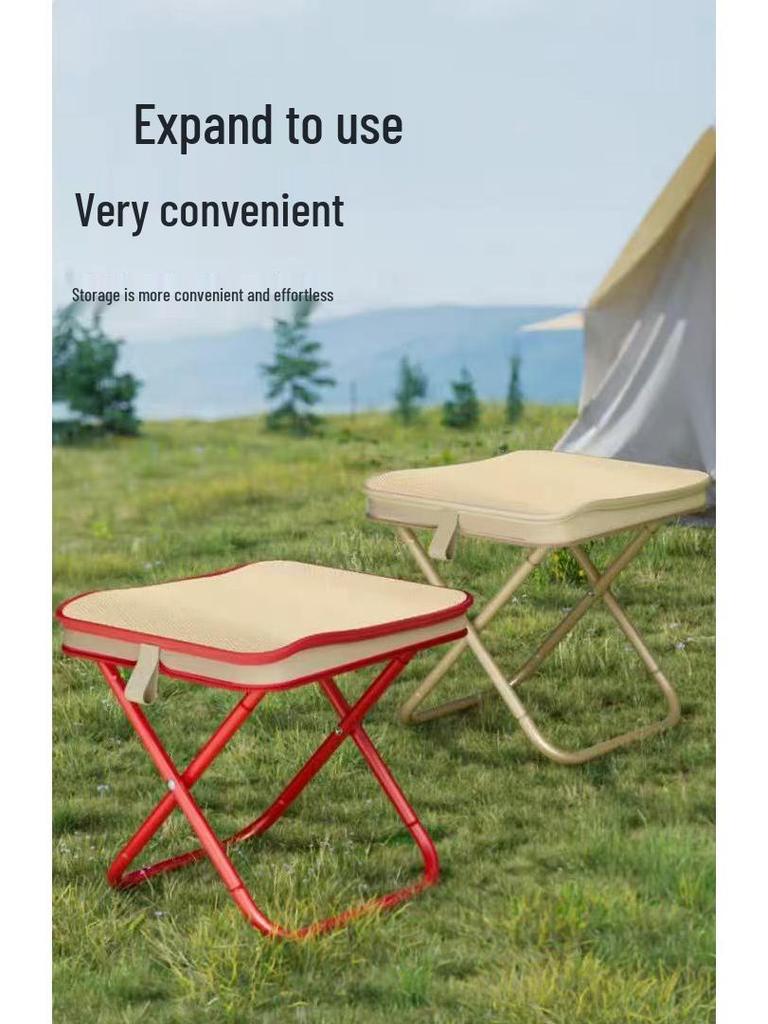 Chaise de Camping Pliante Portable et Tabouret Multifonctionnel avec Pochette pour Crayons