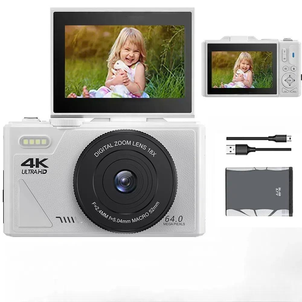 64MP 180° Flip Screen Selfile Camera WIFI 4K Digital Camera Small Portable 18X Digital Zoom Vlog Camera
