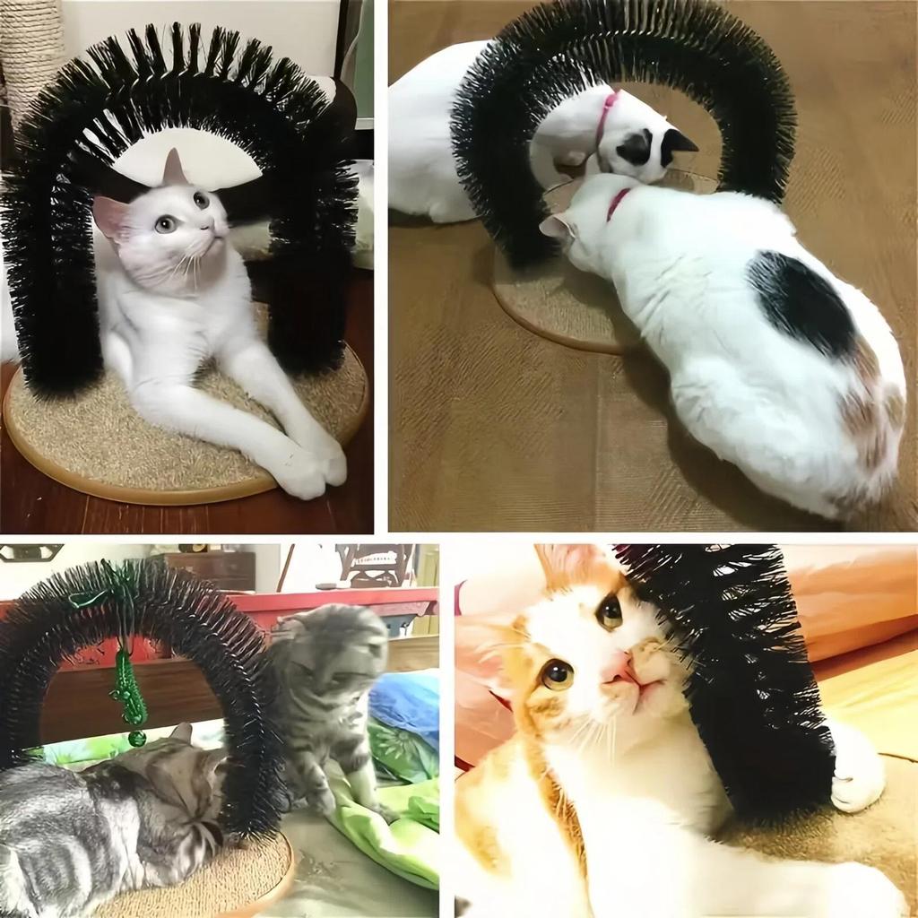 Cat Arch Self Groomer with Scratch Pad and Toy