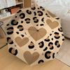 1PC Leopard Print Heart Umbrella-8-Rib Reinforced Portable Folding Travel Suitable for All Seasons Outdoor Daily Use Is an Ideal Choice -F336