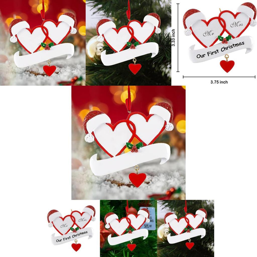 Delightful Double Heart Resin Christmas Tree Decorations For Festive Holiday Cheer