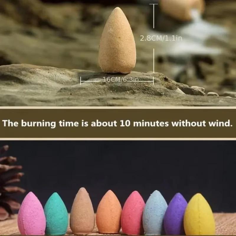 20pcs Mix Natural Reflux Incense Rose Jasmine Lavender Cones Backflow Incense Cones Sandalwood Mix Incense Cones Natural