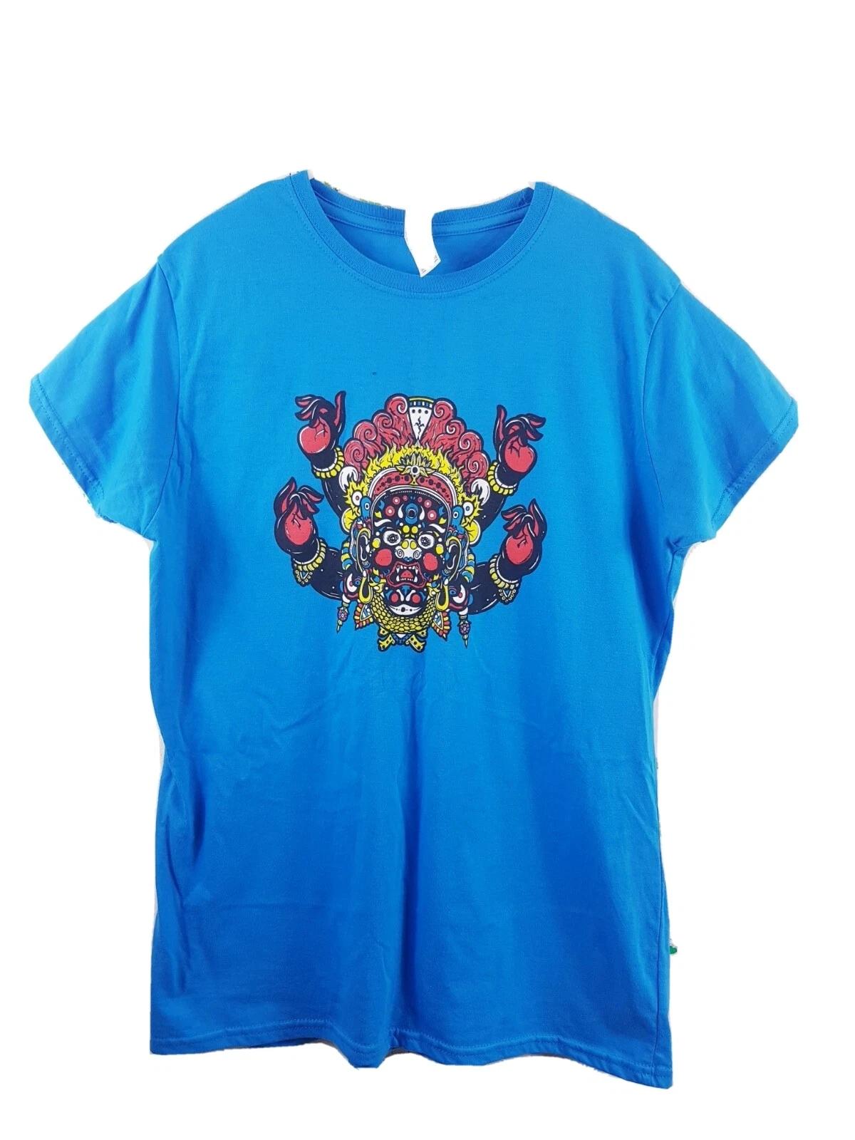 Vintage Gildan Blue Classic Short Sleeve T shirt Mens Rare Print Size (S)-(M) 2XL