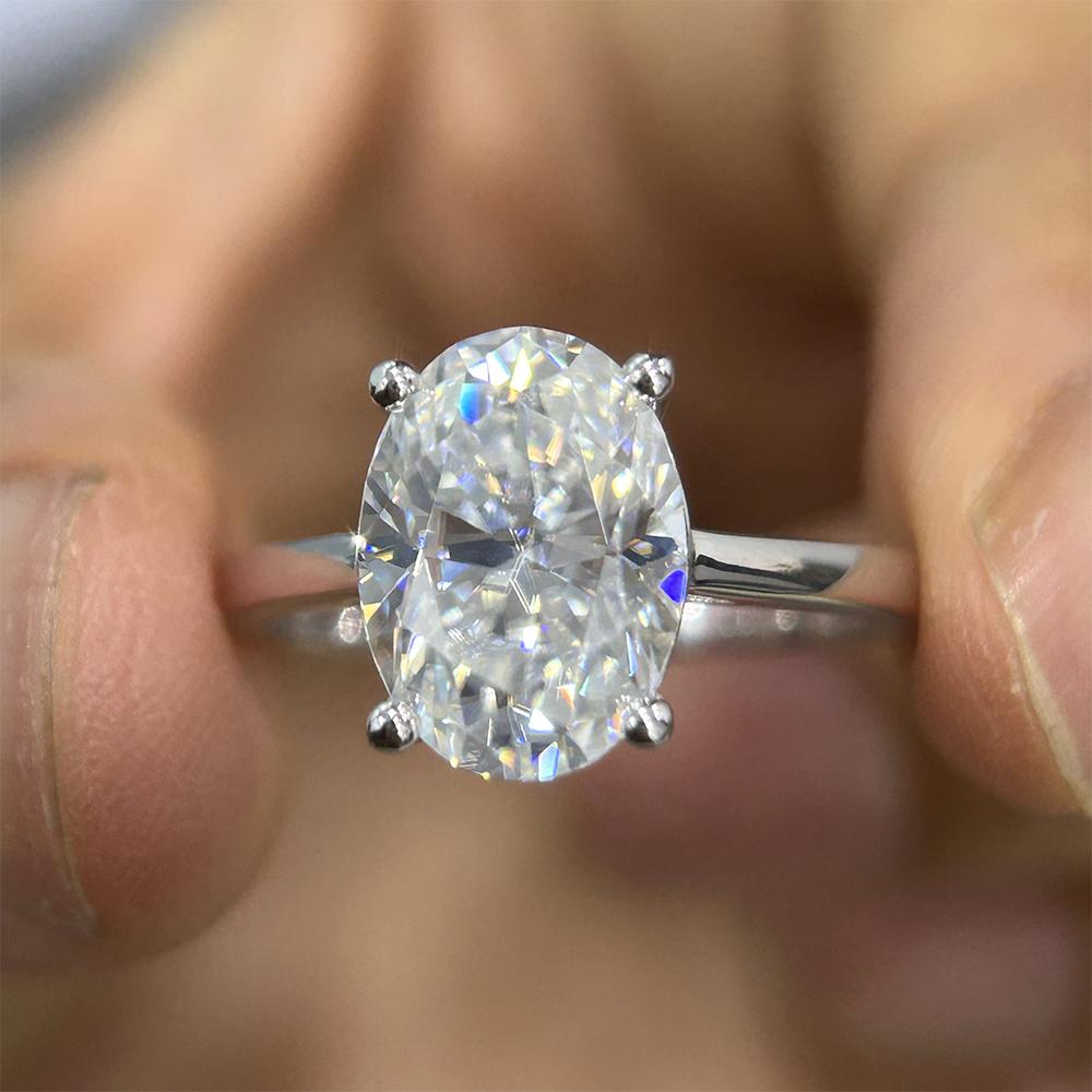 1-4CT Oval Cut Moissanite Rings for Women Sparkling Diamond CopperEngagement Wedding Band Jewelry With Certificate