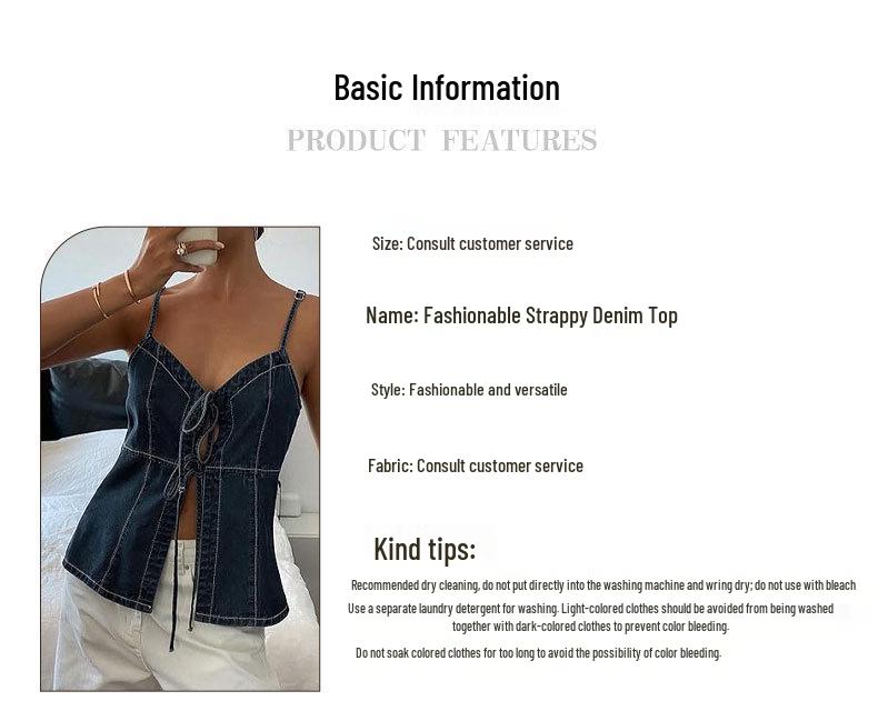 Sexy Sleeveless Tie-Up Denim Camisole Vest