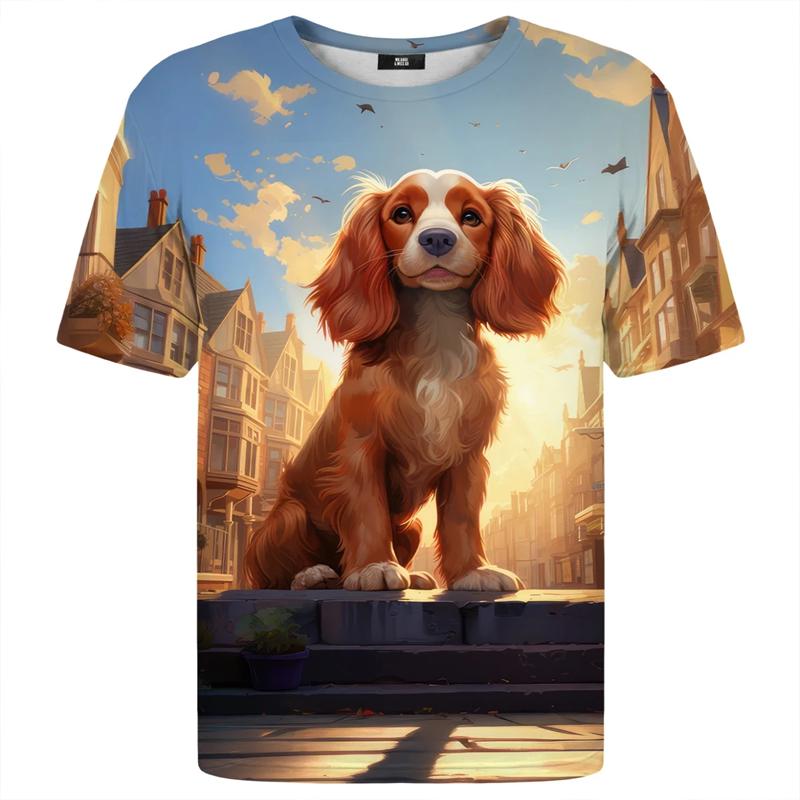 Harajuku Style Street Men Daily Cartoon Tshirts Funny Anime Dogs 3D Printed Corgi Casual