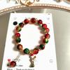 Festive Holiday Christmas Tree Bracelet with Lampwork Beads