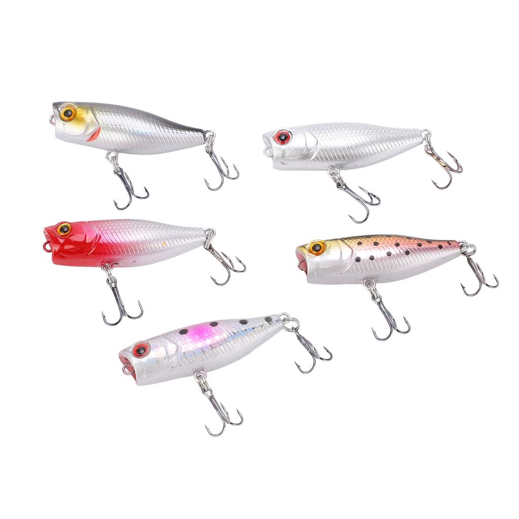 5pcs 4.5cm 3.5g Fishing Lures Bass Hard Baits Topwater Poppers Lures 3D Eyes Lifelike Swimbaits for
