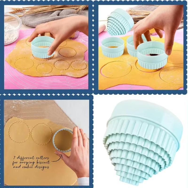 5/8 Pcs Fluted Edge Cookie Cutters Set - BPA-Free Plastic Baking Molds for Uniform Biscuits, Fondant & Holiday Cookie Decorating
