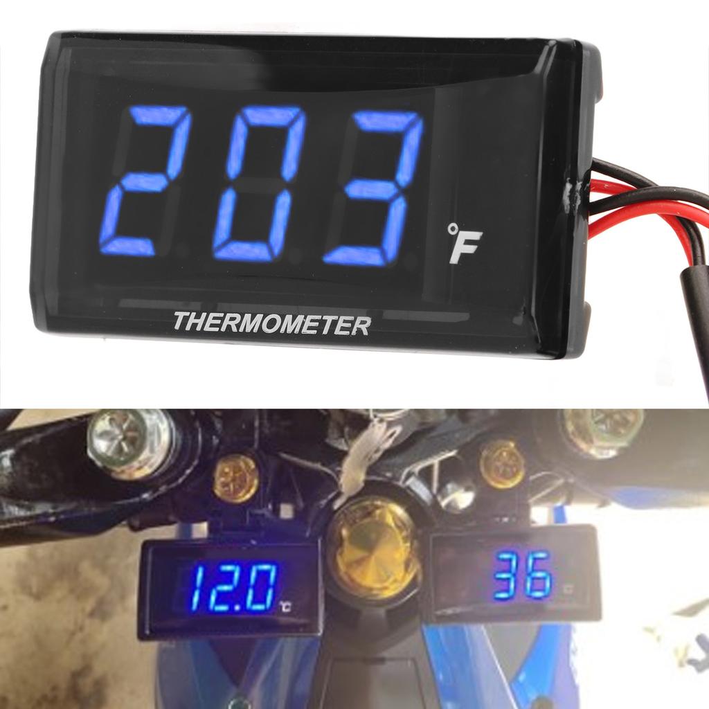 Motorcycle Digital Water Temperature Gauge   Thin   12V LCD With 18mm Sensor Adapter for Most Motorbikes