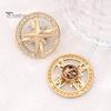 Men Women Brooch Vintage Rhinestone Star Compass Brooch, Alloy Oxidation Resistant Badge Lapel Pin, Jewelry Accessory for Clothing Decor