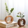 HeMu-Transparent Hydroponic Flower Device, Wood Decoration, Flower Arrangement, Mini Glass Vase, Living Room