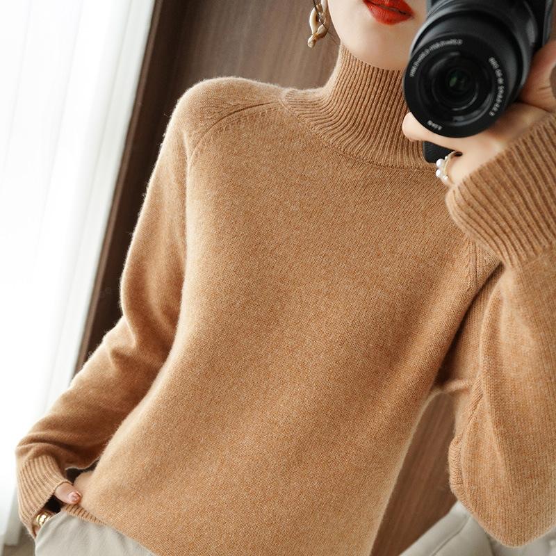 New Autumn and Winter Korean Style Women's Half Turtleneck Long-sleeved Sweater Women's Pullover Bottoming Solid Color Sweater