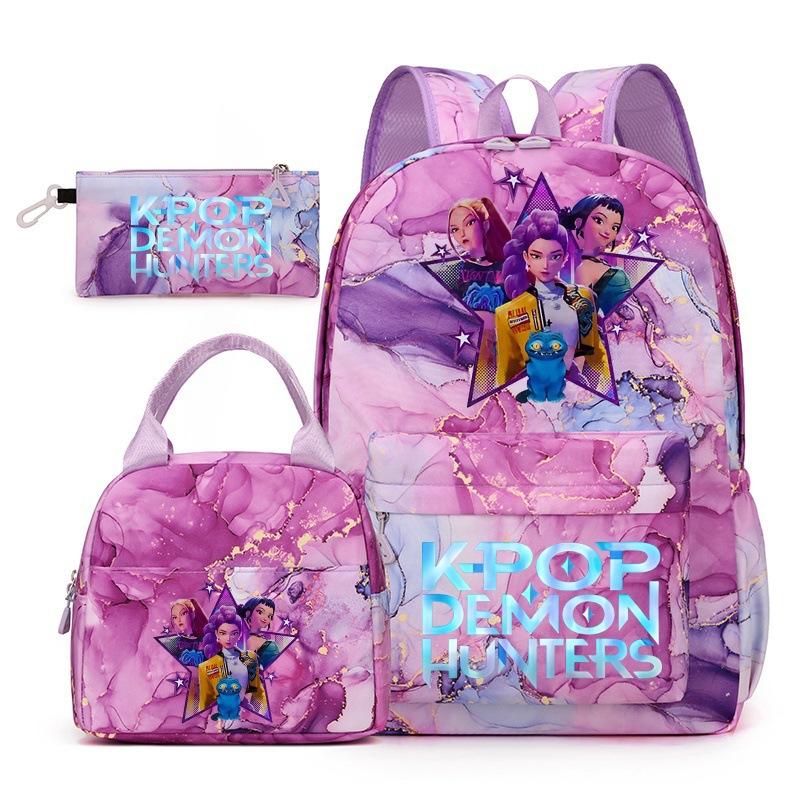 KPop Demon Hunters Student Backpack Crossbody Bag Casual Pencil Case Set of 3 Fashion Trendy Unisex