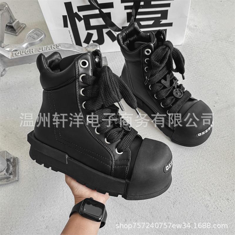 

2025 High-top Big-headed Heightened Platform Versatile Casual Board Men s and Women s Couples Niche Round-headed Sneakers Shoes 44